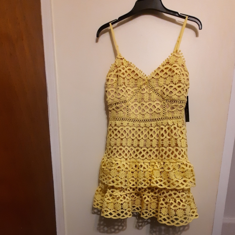 Lulus Beauty and Lace Yellow Crochet Lace Mini Dress - Picture 2 of 16